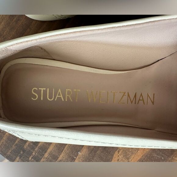 Stuart Weitzman Jet Calfskin Loafer Flat Cream Size 7.5 - Picture 4 of 9